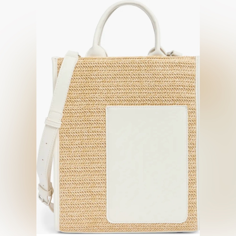 BCBG Whipstitched Straw Tote Bag